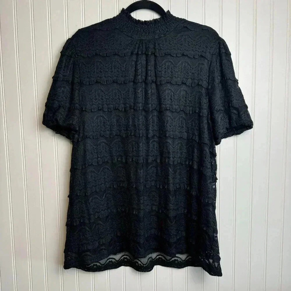 NWT Cupio black lace short sleeve blouse size 3X I38 - Picture 1 of 8